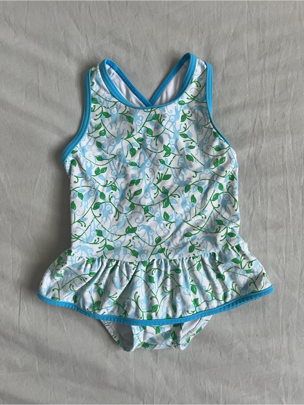 Lilly Pulitzer Baby Swimsuit- Blue/Green Monkey Pattern